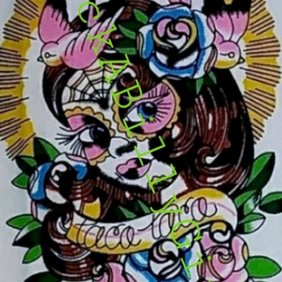 Sourpuss LiL Lula & On The Prowl 2pc Tattoo Art Hand Towels by Mimsy Gleeson - Picture 4 of 6